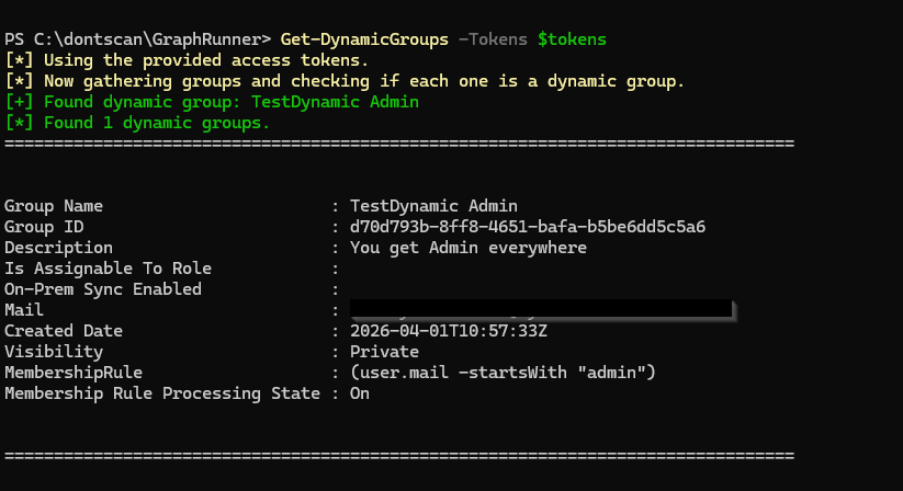 screenshot - Query DynamicGroups