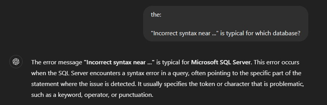 Figure 3: ChatGPT confirms the error message