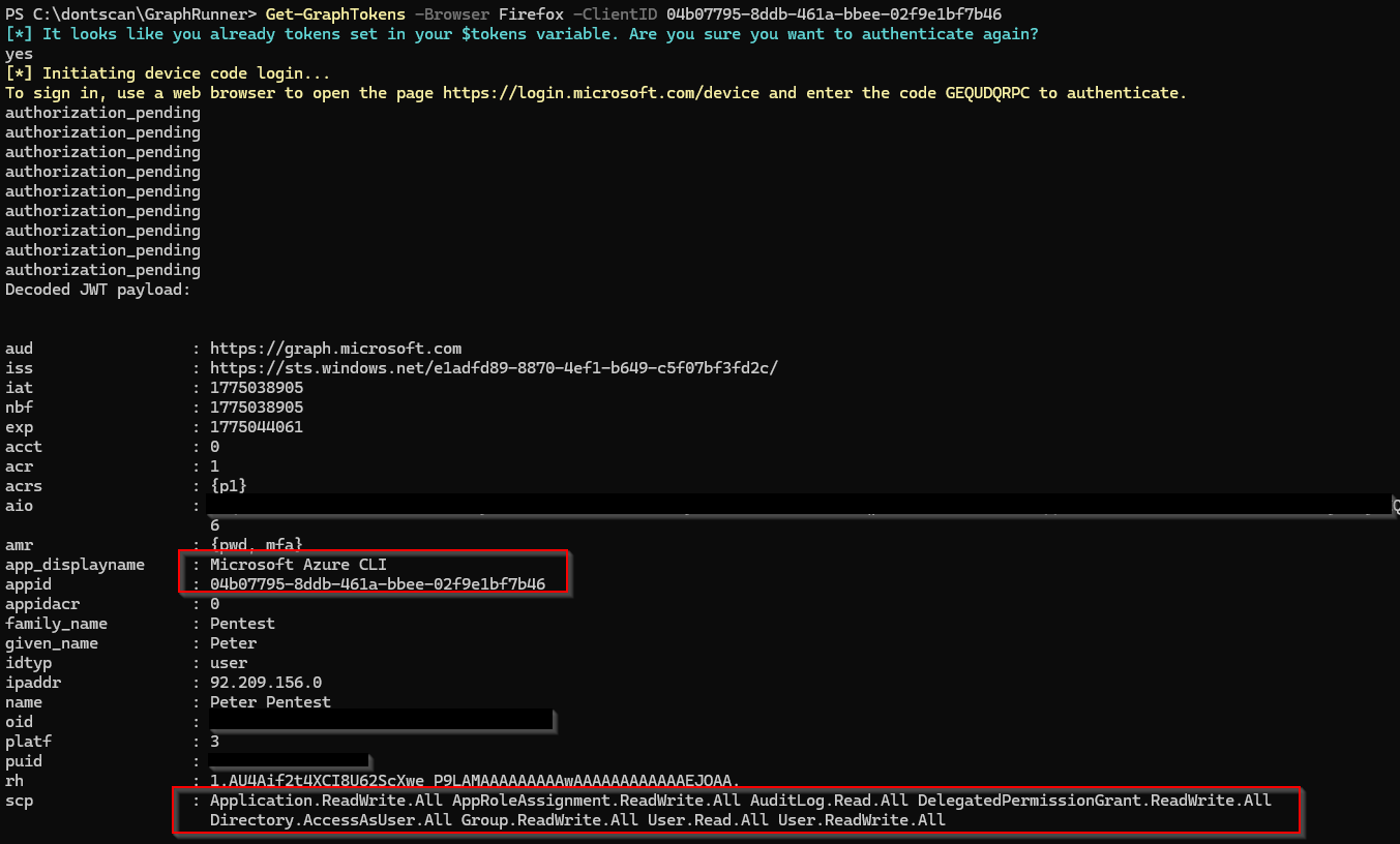 screenshot EntraScopre MS Azuree