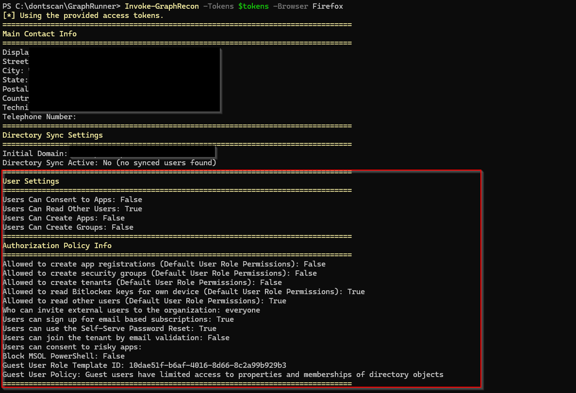 screenshot Invoke GraphRecon